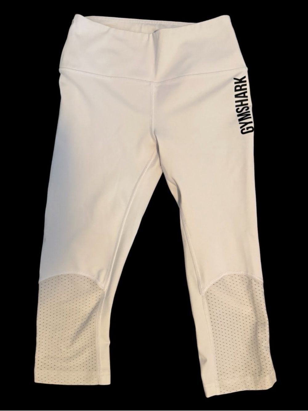 Gymshark Elevate White Capri Leggings with Black Logo / Size XS